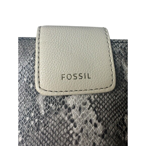 Fossil Madison Wallet Gray Leather Python Snake Clutch Organizer Fast Shipping - Picture 9 of 16